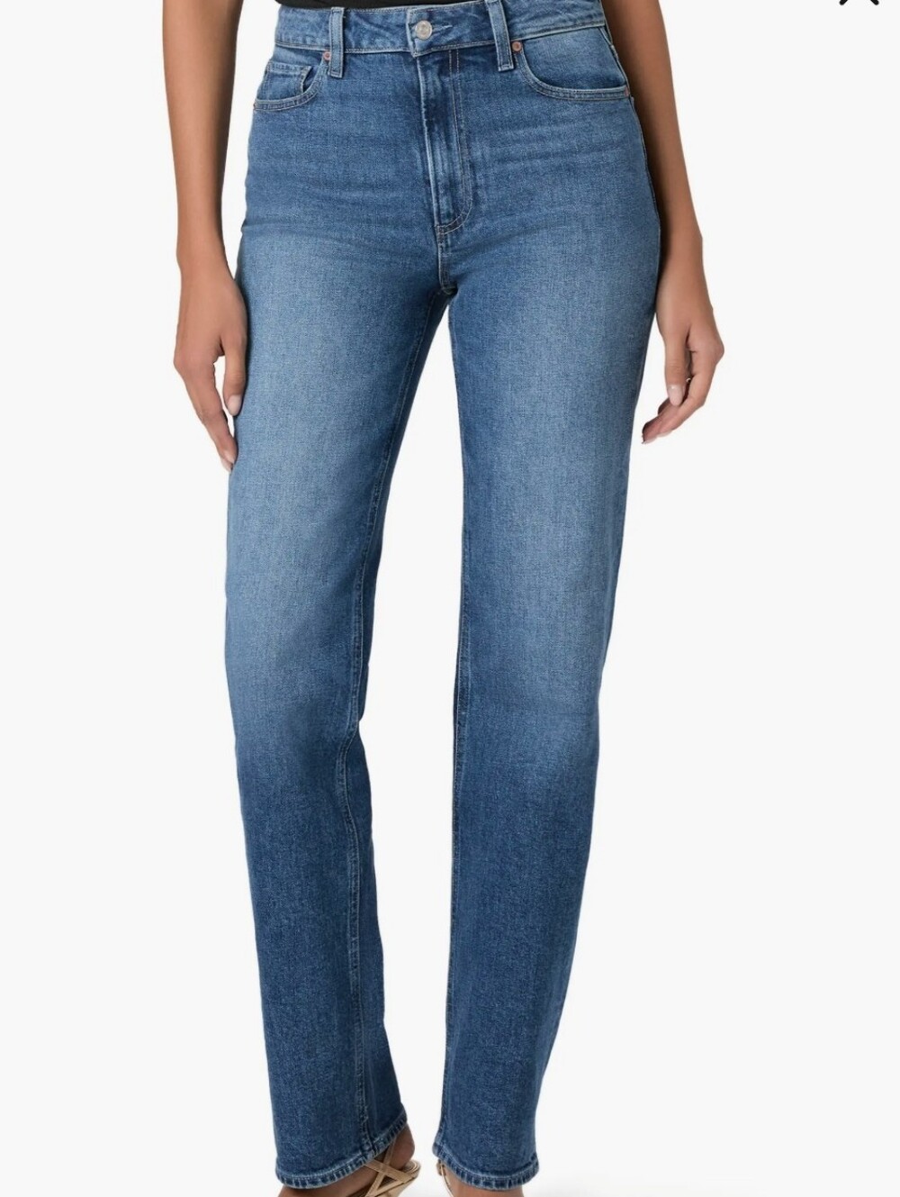 PAIGE Women's Straight Jeans in Medium Blue